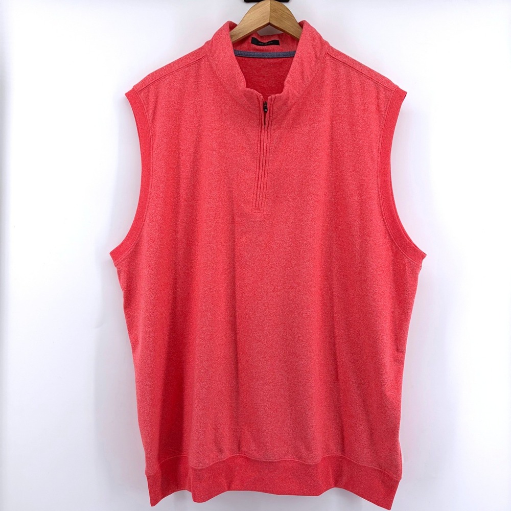 Turtleson Mens 2XL Coral Heather‎ Quarter Zip Golf Vest Performance Sleeveless